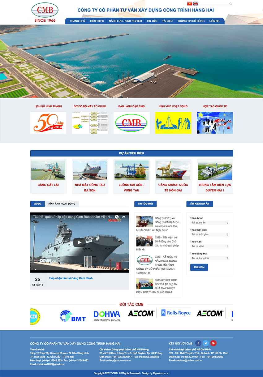 Mẫu website giới thiệu công ty xây dựng công trình Hàng Hải